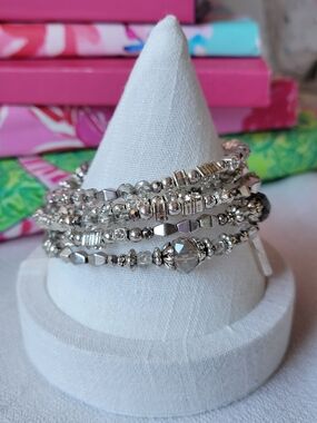 Silver Beaded Multi-Strand Wrap Bracelet